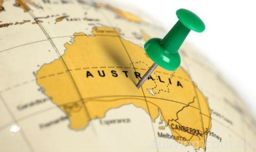 Location Australia. Green pin on the map.