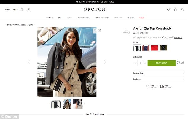That was quick! The struggling retail brand was soon featuring photos of Meghan wearing the cross-body bag on their online store