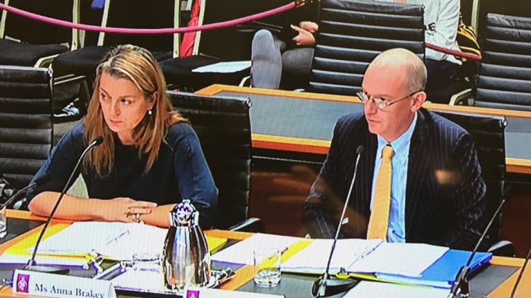 Anna Brakey andÂ Hugo Harmstorf from IPART giving evidence at a NSW inquiry.
