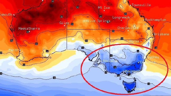 A ring shows the parts of Australia that shivered through Thursday morning. Picture: BSCH.