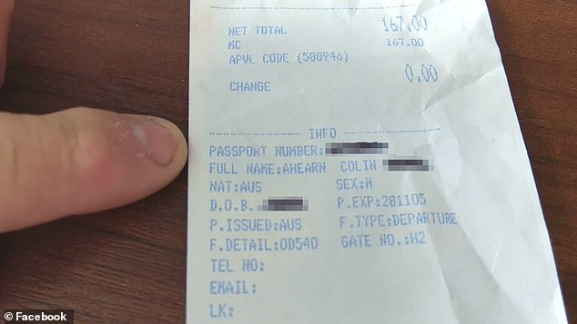 A tourist has released an urgent warning for other travellers after learning his duty-free receipt recorded his passport details