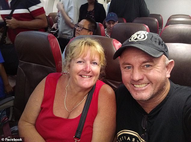 Perth man Colin Ahearn (pictured with wife Tracey) was travelling from Kuala Lumpur, Malaysia, to Phuket, Thailand, when he decided to buy some of his favourite duty-free alcohol