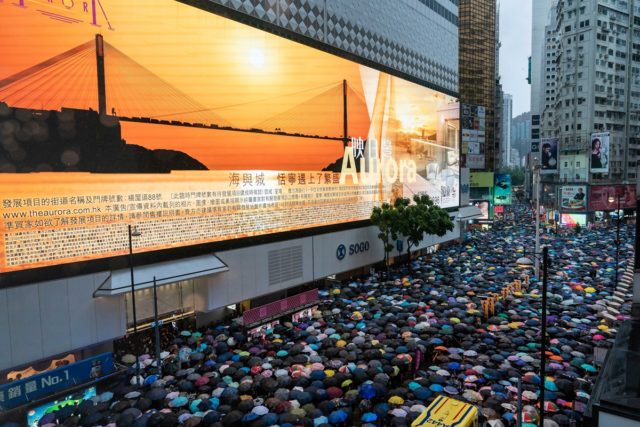 铜锣湾地区的集会场面。（Billy H.C. Kwok/Getty Images）