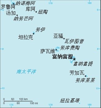 图瓦卢地图。