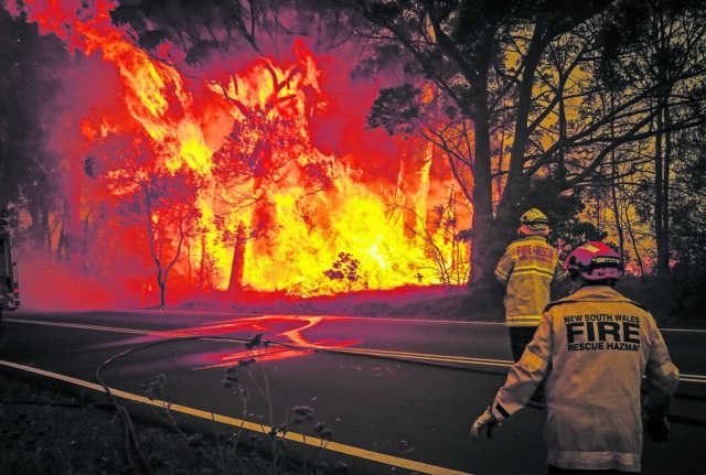 悉尼Bilpin郊区附近的大火。（David Gray/Getty Images）