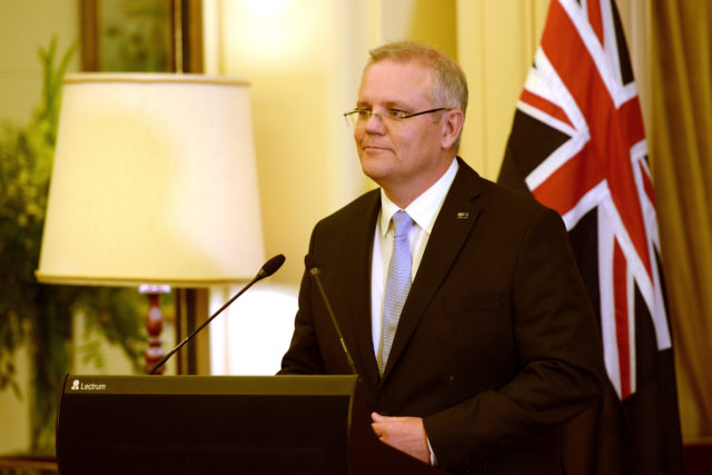 澳洲總理莫里森在宣誓就職後發表講話