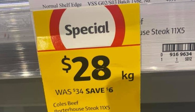 澳洲女子近日在Coles超市购物后获得了免费牛排